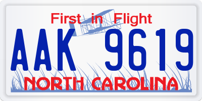 NC license plate AAK9619