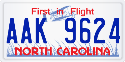 NC license plate AAK9624