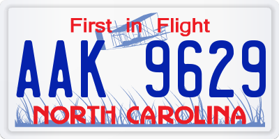 NC license plate AAK9629