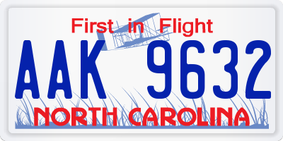 NC license plate AAK9632