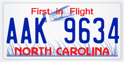 NC license plate AAK9634