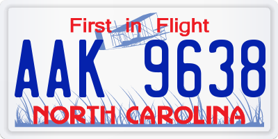 NC license plate AAK9638