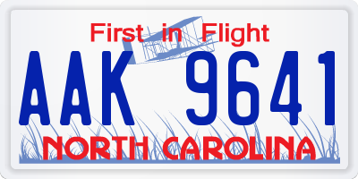 NC license plate AAK9641