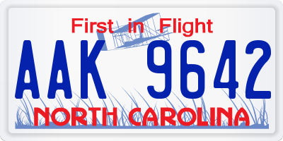 NC license plate AAK9642