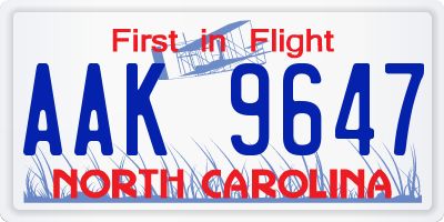 NC license plate AAK9647