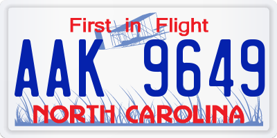 NC license plate AAK9649