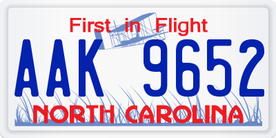 NC license plate AAK9652