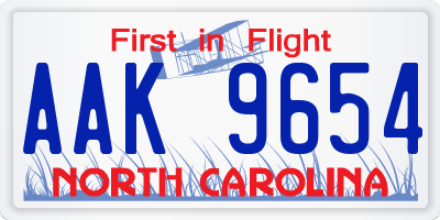 NC license plate AAK9654