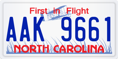 NC license plate AAK9661