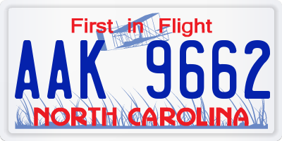 NC license plate AAK9662