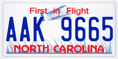 NC license plate AAK9665