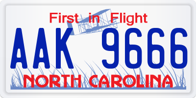 NC license plate AAK9666