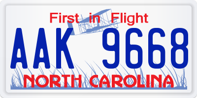 NC license plate AAK9668