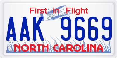 NC license plate AAK9669