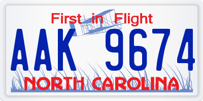 NC license plate AAK9674