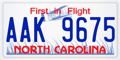 NC license plate AAK9675