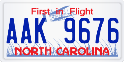 NC license plate AAK9676