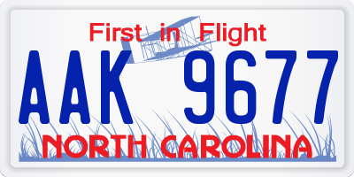 NC license plate AAK9677