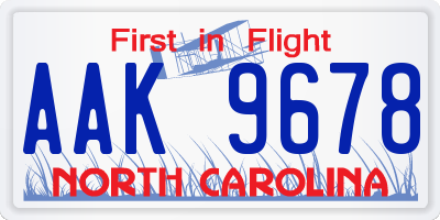 NC license plate AAK9678