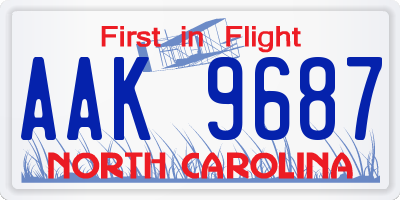 NC license plate AAK9687