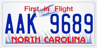 NC license plate AAK9689