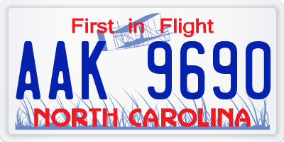 NC license plate AAK9690