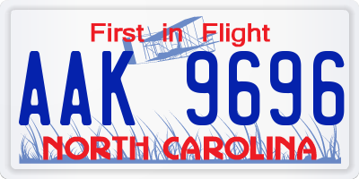 NC license plate AAK9696