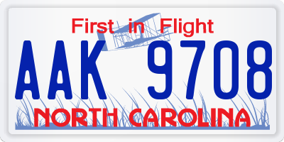 NC license plate AAK9708