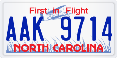 NC license plate AAK9714