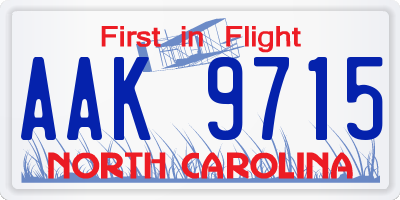 NC license plate AAK9715
