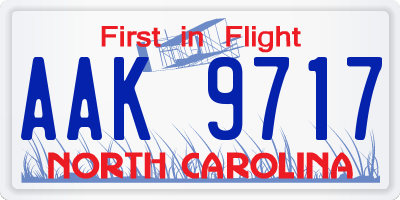 NC license plate AAK9717