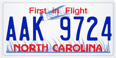 NC license plate AAK9724