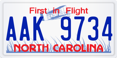 NC license plate AAK9734