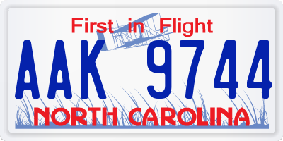 NC license plate AAK9744