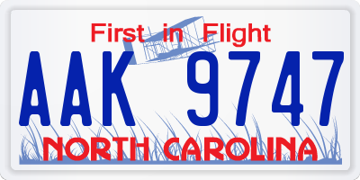 NC license plate AAK9747