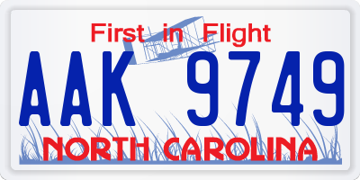 NC license plate AAK9749