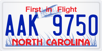 NC license plate AAK9750