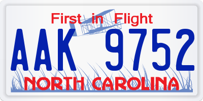 NC license plate AAK9752