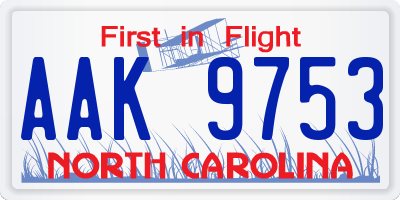 NC license plate AAK9753