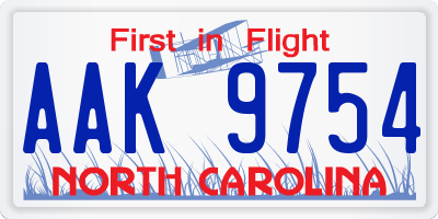 NC license plate AAK9754