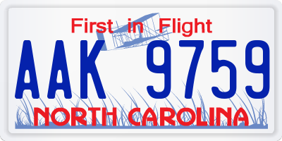 NC license plate AAK9759