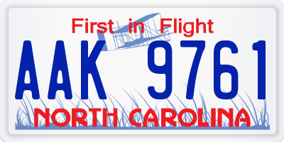 NC license plate AAK9761