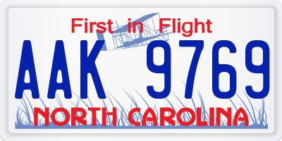 NC license plate AAK9769