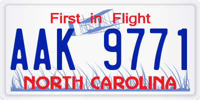 NC license plate AAK9771