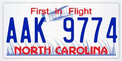 NC license plate AAK9774