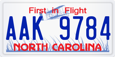 NC license plate AAK9784