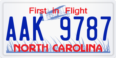 NC license plate AAK9787