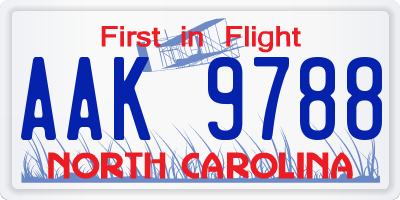 NC license plate AAK9788