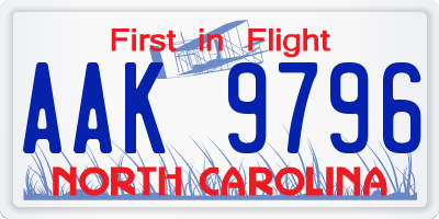 NC license plate AAK9796