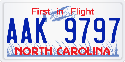 NC license plate AAK9797